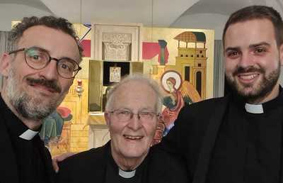 Vikar Giovanni Risaliti, em. Pfarrer Ferdinand Köck, Priesteramtskandidat Matthias Aumüller